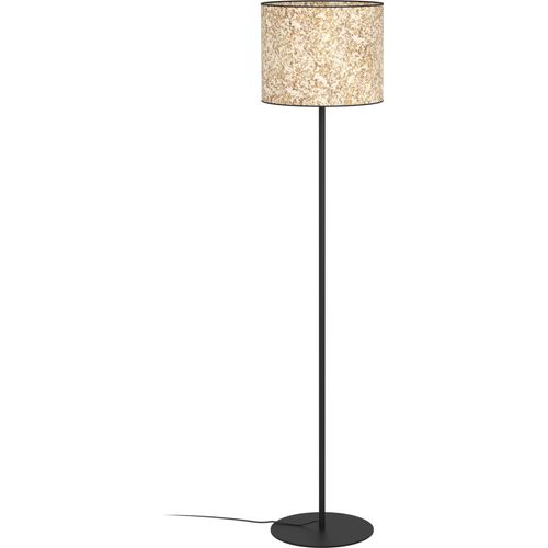 EGLO Stehlampe Butterburn, Eck Standleuchte mit Birken-Blättern, Stehleuchte aus Metall in Schwarz und Textil in Beige, Lampe, E27 Fassung, 162 cm