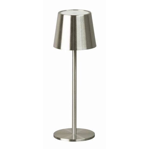 Akku-Tischleuchte Roxi , Nickel , Metall , 27.5 cm , tragbar, aufladbar über USB , Lampen & Leuchten, Innenbeleuchtung, Tischlampen,