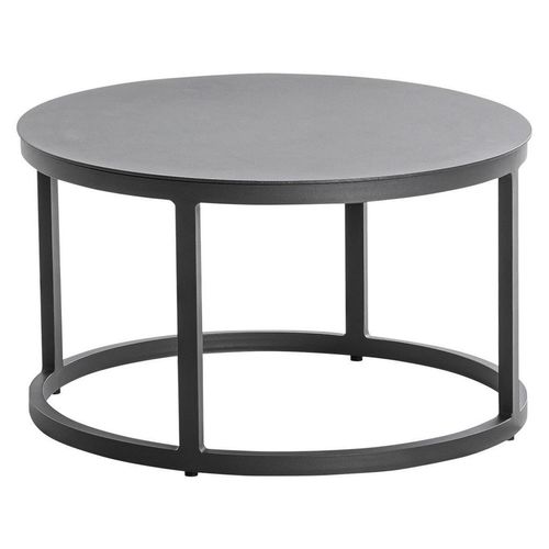 Loungetisch , Anthrazit , Metall , rund , Flachrohr, rund , 60x36x60 cm , wetterbeständig , Loungemöbel, Loungetische