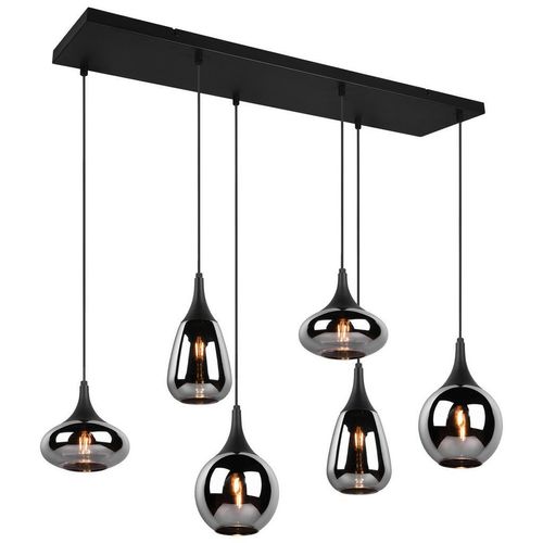 Trio Leuchten Hängeleuchte Lumina , Schwarz, Chrom , Metall, Glas , 34.5x150x93.8 cm , Lampen & Leuchten, Innenbeleuchtung, Hängelampen,