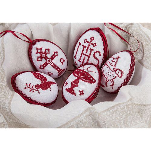 Stickpackung "Ostereier traditionell" zum Hängen, 5er-Set Image