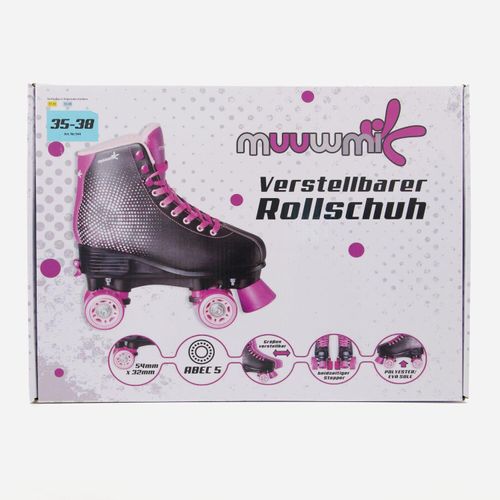 Schwarz-lilafarbene verstellbare Rollschuhe mit Fleecefutter Image