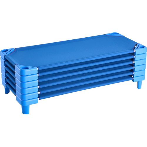 SucceBuy Stapelbares Kinderbett-Set, 6er-Pack, 132 x 58 cm (L x B), Tragbares Nickerchenbett für Kleinkinder, Ideal für Kindertagesstätten, Vorschulen und Klassenzimmer, Blau – Sorgt für süße Träume