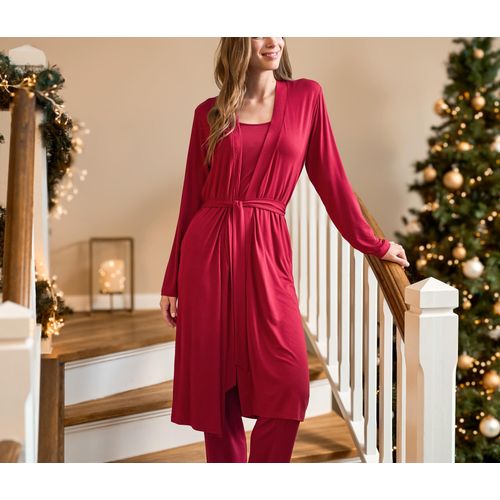 Tchibo - 3-teiliges Pyjama-Set - Damen - Gr. M - dunkelrot