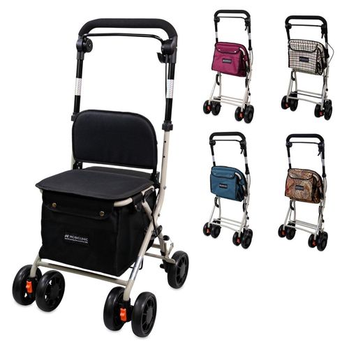 Mpbiclinic Rollator mit Korb Shopper rollator Einkaufstasche und Sitz Zusammenklappbarer Rollator 21 L Coliseo Einkaufswagen 4 Rädern Stahl