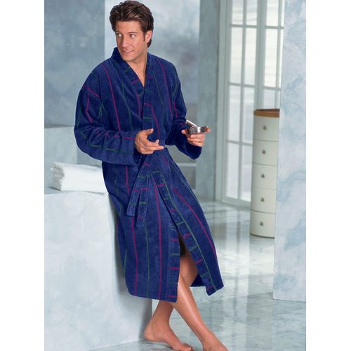 Bademantel Gr. 56, blau, 56/58, Baumwoll-Mix, Hausmäntel