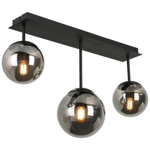 Novel Deckenleuchte , Schwarz, Chrom , Metall, Kunststoff, Glas , 16x34.5x60 cm , Lampen & Leuchten, Innenbeleuchtung, Deckenleuchten
