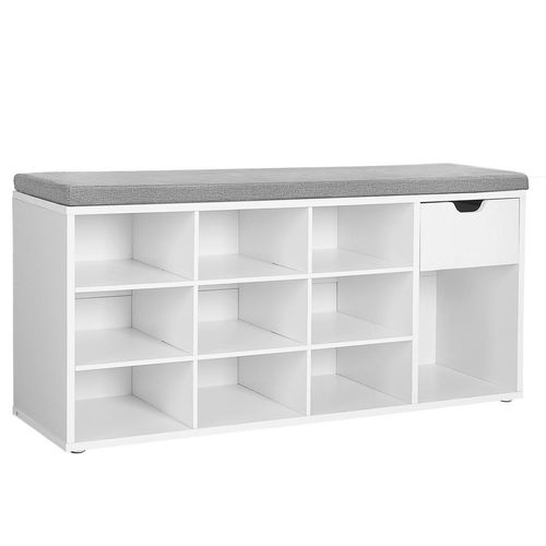 Boxxx Schuhbank Vasagle , Grau, Weiß , 1 Schubladen , Füllung: Schaumstoff , 104x48x30 cm , Garderobe