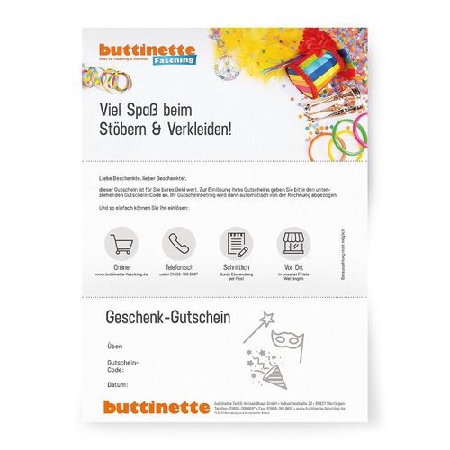 Geschenk-Gutschein "Fasching & Karneval"