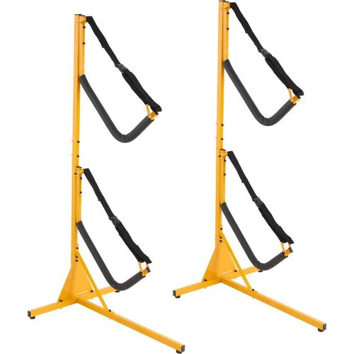 Kajak Aufbewahrungsständer - Doppelt freistehend - Schwerlast - Für Kajak/Kanu/Surfboard/SUP/Paddleboard - 54,4 kg pro Halter - Einbrennlackiert - Gelb