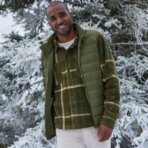 Ultraleichte verstaubare Wanderweight-Daunenweste, Herren, Grün, Polyester/Nylon/Daunen, by Lands' End