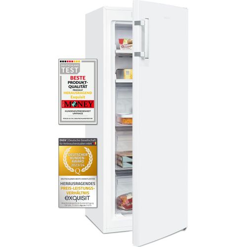 Exquisit Gefrierschrank GS231-NF-H-040C weiss | Nutzinhalt: 161 L | 4-Sterne-Gefrieren | NoFrost | Alarm | Schnellgefrieren | Standgerät