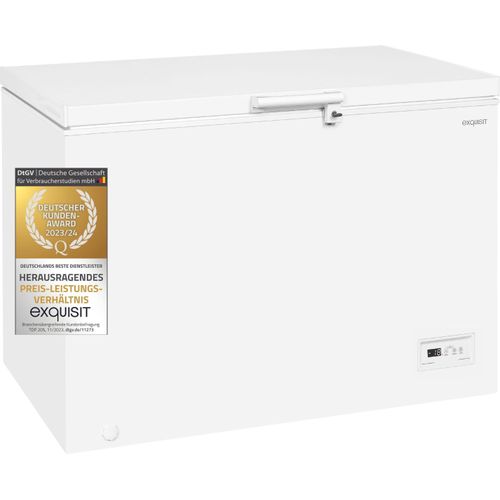 Exquisit Gefriertruhe GT320-HE-041D weiss | Nutzinhalt: 308 L | 2-in-1 Gerät | Schnellgefrieren | 4*-Gefrieren | Rollen