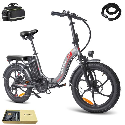 E-bike klapprad Rostfreie Aluminiumlegierung 36 V 16 Ah 576 Wh bis zu 100 -130 km Wasserdicht IPX5 20 zoll 7 Gang, Grau