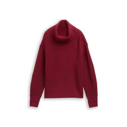 TOM TAILOR Damen Loose Fit Rollkragenpullover, rot, Meliert, Gr. M Image