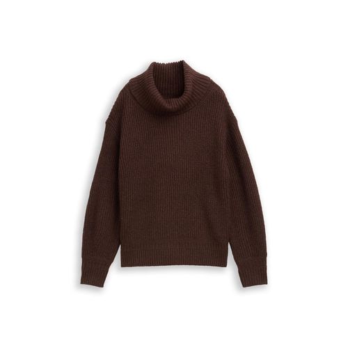 TOM TAILOR Damen Loose Fit Rollkragenpullover, braun, Meliert, Gr. XL