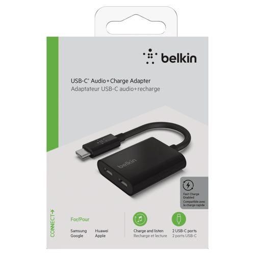 Belkin RockStar USB-C Audio- und Ladeadapter, schwarz F7U081btBLK