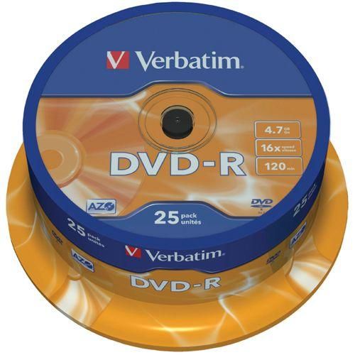 1x25 Verbatim DVD-R 4,7GB 16x Speed, matt silver