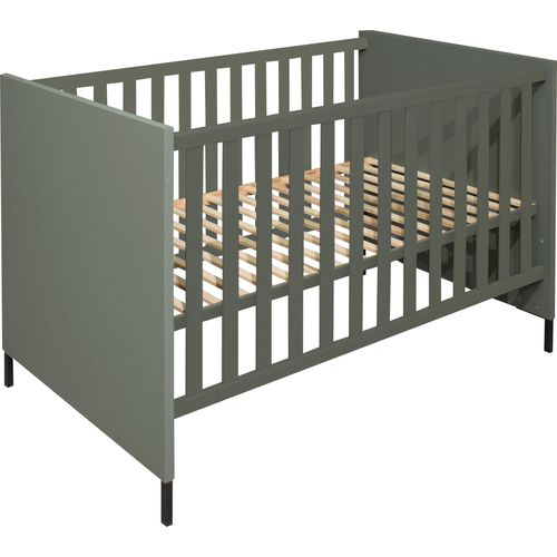 Babybett MÄUSBACHER, pine grün, B:76cm H:93cm T:144cm, Holzwerkstoff, Babybetten, Metallfüße, Metallgriffe