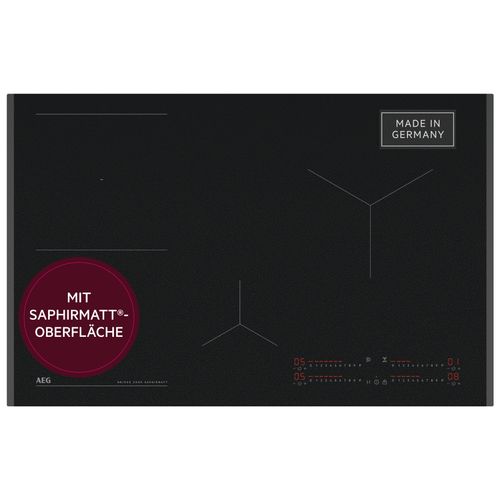 AEG Induktions-Kochfeld "TII84B0FFZ", schwarz, B:81cm H:4,4cm T:52cm, Kochfelder, SaphirMatt- 4x kratzresistentere Oberfläche, Booster, Made in Germany