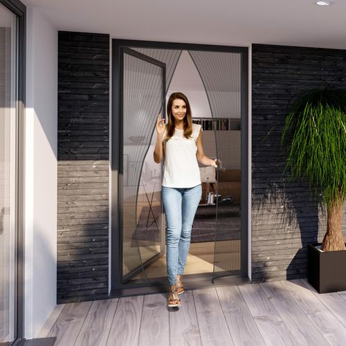 Insektenschutz-Vorhang WINDHAGER, schwarz (rahmen: anthrazit gewebe: schwarz), B:110cm H:220cm, Insektenschutzgitter, BxH: 110x220 cm