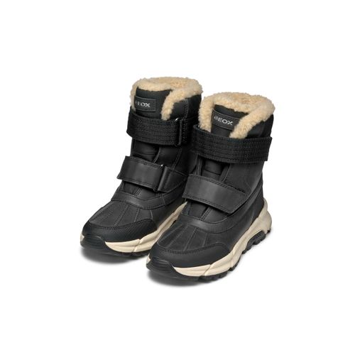 Winterstiefel GEOX "J FLEXYPER PLUS BOY", Mädchen, Gr. 39, schwarz, Synthetik, Textil, Schuhe Winterstiefel, Snowboots, Klettstiefel mit Warmfutter, Größenschablone zum Download