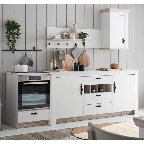Küche "Rovola" in weiß Pinie Landhaus Küchenschrank Set 4-teilig 264 x 200 cm