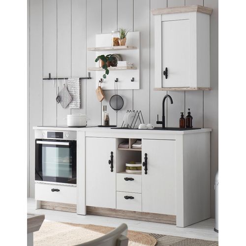 Küche "Rovola" in weiß Pinie Landhaus Küchenschrank Set 4-teilig 191 x 200 cm