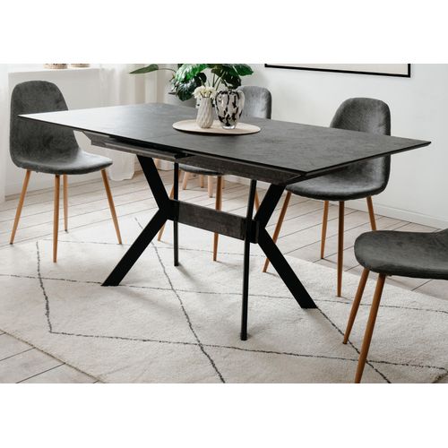 Esstisch "Elmo" in Stein grau dunkel Tisch mit Liftauszug 160 / 200 x 90 cm