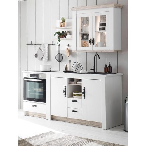 Küche "Rovola" in weiß Pinie Landhaus Küchenschrank Set 4-teilig 191 x 200 cm