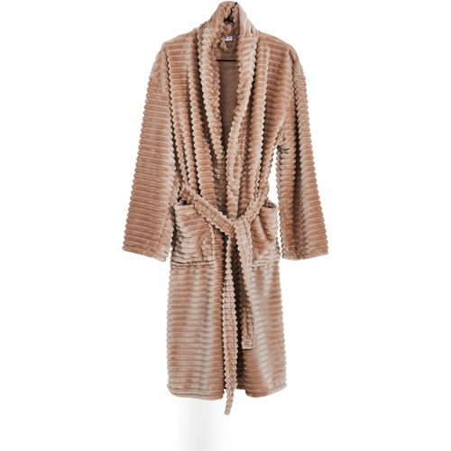 Bademantel DONE. Gr. XXL, taupe, L:130cm, Flanell, Hausmäntel