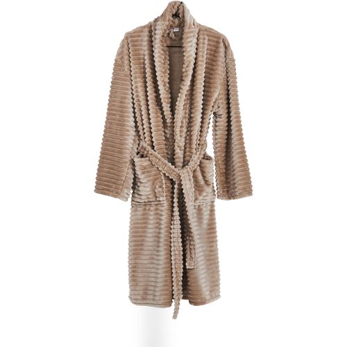 Bademantel DONE. Gr. L, taupe, L:125cm, Flanell, Hausmäntel