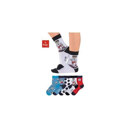 Socken H.I.S, Damen, Gr. 27-30, bunt, Baumwolle, Elasthan, Polyamid, unifarben, elastisch, Socken Socken Strümpfe Lange Socke, mit Fußballmotiven