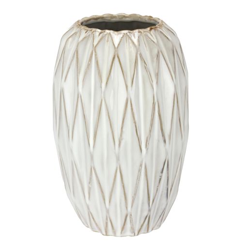 Dekovase I.GE.A. "Vase aus Keramik", beige (creme), B:13cm H:22cm, Keramik, Vasen, Blumentopf geriffelt Zylinderform Übertopf Keramikvase Deko Dekovase