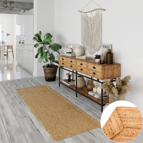 Teppich OTTO HOME "Bjarka", beige (natur), B:80cm H:10mm L:250cm, Jute, Teppiche, Teppich, meliert, 100% Jute, handgewebt, auch als Läufer & in rund erhältlich