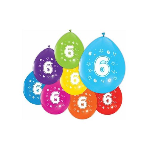 Globos Balloons 2-sided Printed Number 6 8 pcs.