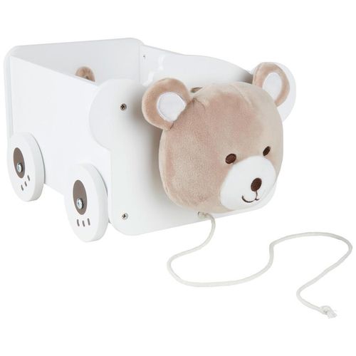 My Baby Lou Nachziehwagen Honey , Braun, Creme, Weiß, Dunkelbraun , Textil, Holzwerkstoff , 23x21.4x38 cm , unisex , EN 71 , fördert Motorik und Kreativität, alle Bausteine können im Wagen verstaut werden , Spielzeug, Babyspielzeug, Lauflernwagen