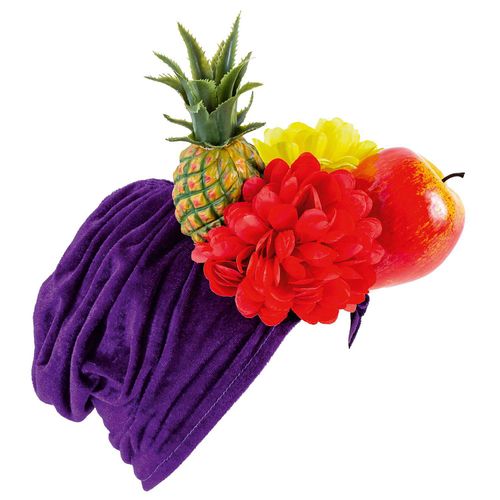 Mütze "Früchte", lila/bunt