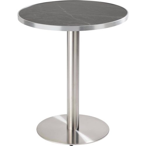 Runder Esstisch 60 cm schwarz/silberne Platte und silberne Beine - Oviala Montmartre