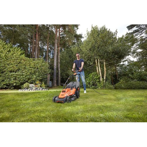 Black & Decker BLACK+DECKER BEMW471ES-QS Tondeuse à Gazon Filaire 6 Hauteurs, 1600 W, Orange, 38 cm