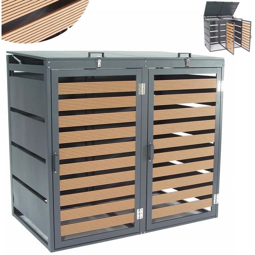 Mülltonnenbox Mülltonnenverkleidung WPC Holzdielen 2er 240L Müllbox Mülltonne 57090