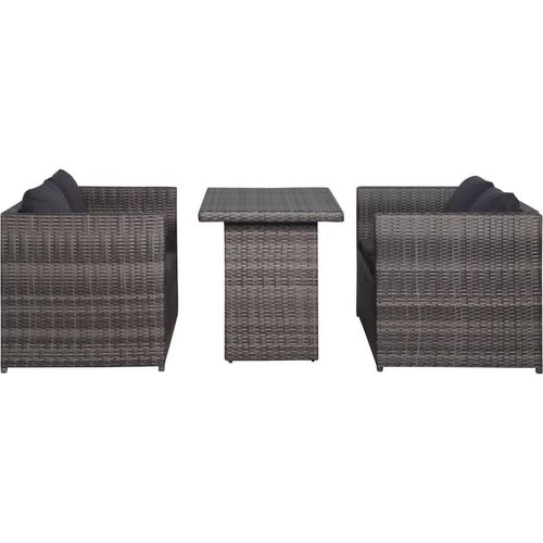 vidaXL 3-tlg. Bistro-Set mit Auflagen Poly Rattan Grau Image