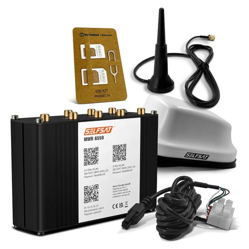 SELFSAT MWR 6550 5G Cat 20 WiFi 6 WLAN Router bis 3,4 Gbps inkl. SELFSAT 5G Antenne weiß