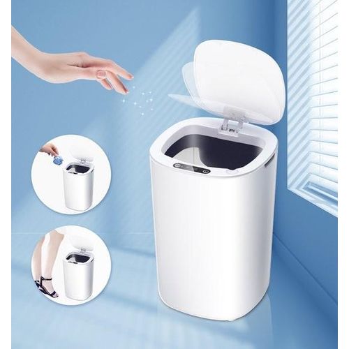 Polaza® Smart Abfalleimer - mit Sensor - 9 Liter - Abfalleimer - Abfallkorb - Abfallbehälter - ABS - 18x18x29 cm - ABS - Weiß
