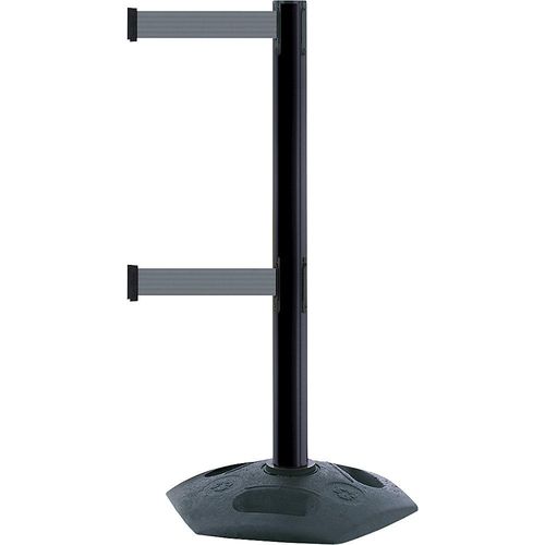 Gurtabsperrpfosten Heavy Duty Dualline, Bandauszug 3650 mm, VE 2 Stk, Pfosten schwarz, Gurt grau kaiserkraft Image