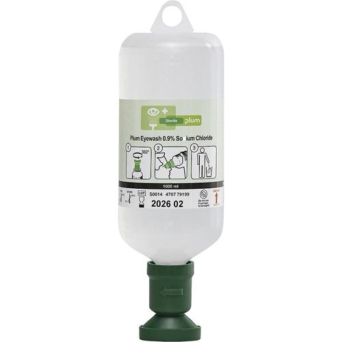 Augenspülflasche 0,9 % NaCl, 1000 ml, VE 6 Stk, transparent, grün kaiserkraft