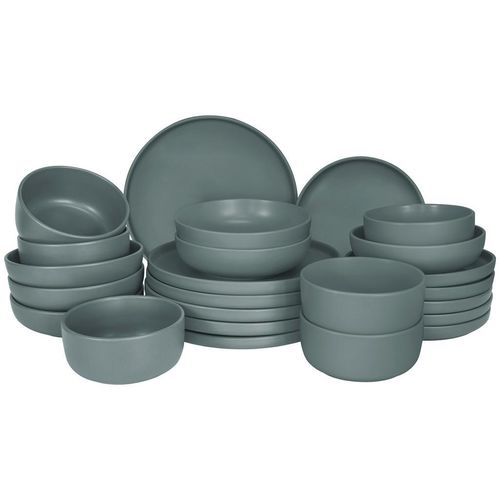 Novel Tafelservice , Grau , Keramik , 24-teilig , Lfgb , robust , Essen & Trinken, Geschirr, Geschirr-Sets, Tafelservice