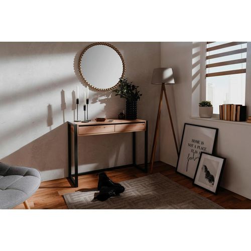 Mid.you Konsolentisch , Anthrazit, Eiche , Holzwerkstoff , 2 Schubladen , 35x75x100 cm , Wohnzimmer, Wohnzimmertische, Konsolentische