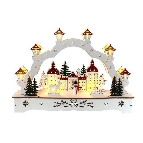 HTI-Living Lichterbogen in modernem Weiß Winterschloss