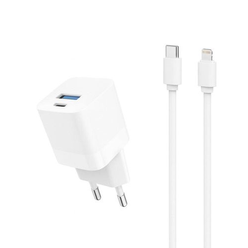 Kabel und Wandgesteck (USB-C + Lightning) 20W - WTK